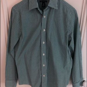 Gap Green, Blue, and White Checkered Dress Shirt